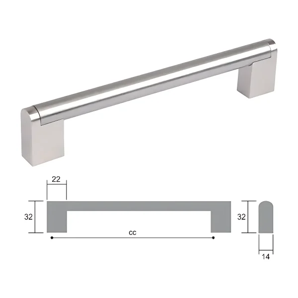 Roman Bar Steel Handle 256mm
