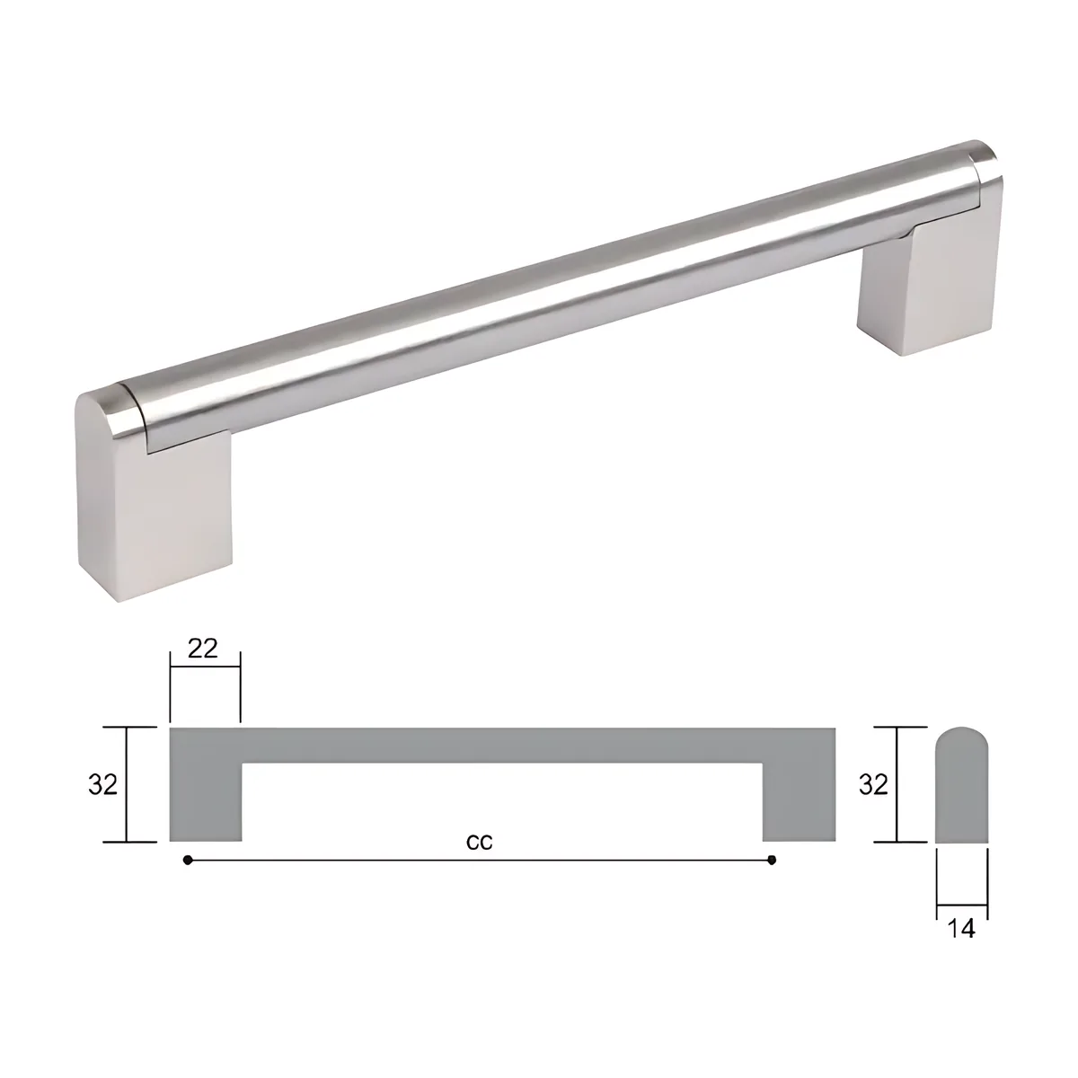 Roman Bar Steel Handle 256mm