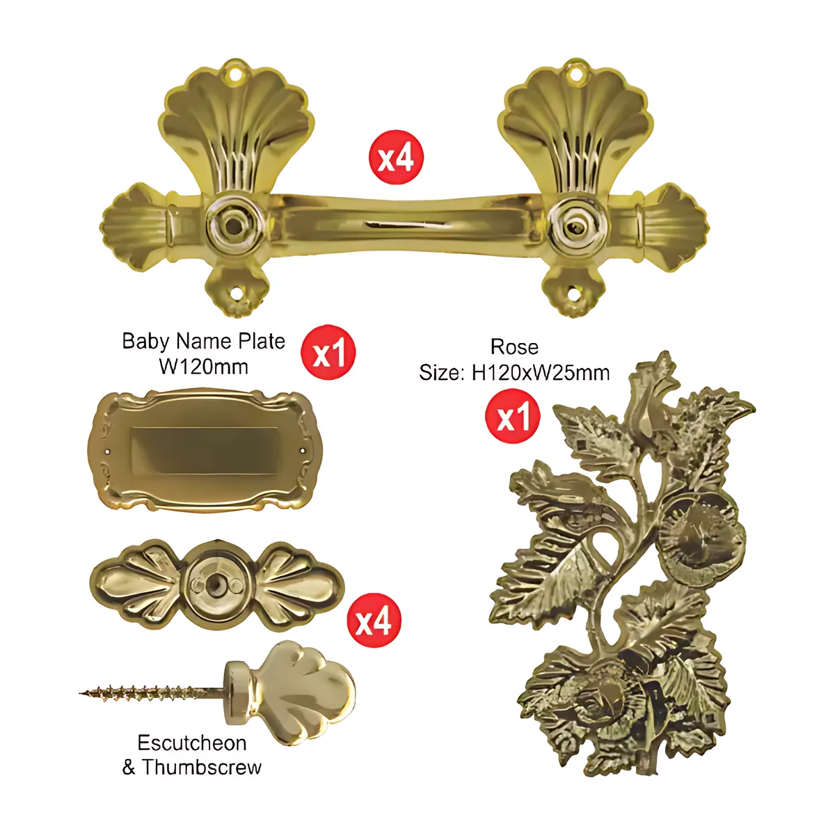 Shell Gold Coffin Handle Set